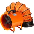 Vevor bærbar ventilator, 203,2 mm kraftig sylindervifte med 5 m kanalslange, 145 W kraftig verkstedblåser 1020 CFM, industriell blåser for suging av støv, røyk, røyk hjem/arbeidsplass