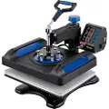 Vevor Heat Press Machine, 12 x 15 tommer, Rask oppvarming, 360 Swing Away Digital Sublimation T-Shirt Vinyl Transfer Printer, Lerretspose, Pute, Banner, Blå