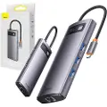 Baseus Hub 7in1 Baseus Metal Gleam Series, USB-C til 3 x USB 3.0 + HDMI + USB-C PD + VGA + Ethernet RJ45