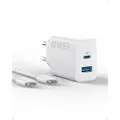 Anker Charger (20W 2-Port) with USB-C Cable - White
