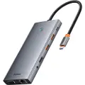 Baseus Hub 13in1 Baseus PortalJoy USB-C til HDMI+DP+VGA+C+USB+PD+RJ45+SD/TF+3,5 mm (grå)