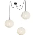 QAZQA Designpendel hvit silke 30 cm 3-lys - Plu