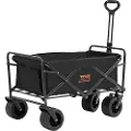 Vevor Sammenleggbar Strandvogn, 3 kubikkfot Strandvogn med Terrenghjul, Kraftig Sammenleggbar Strandvogn 147 kg Vektkapasitet med Drikkeholdere, Sportsvogn for Camping, Shopping, Hage