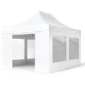 TOOLPORT 3x4,5 m aluminium, pop up partytelt, 4 sidepaneler, hvit