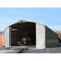 TOOLPORT 6x12 m telthall, PRIMEtex-PVC-presenning, grå, med statikk (jordunderlag)