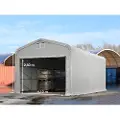 TOOLPORT 5x8 m telthall, PVC-presenning, grå, med statikk (jordunderlag)
