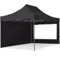 TOOLPORT 3x4,5 m stål, pop up partytelt, 2 sidepaneler, svart