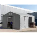 TOOLPORT 6x8 m lagertelt, PVC-presenning, grå, med bunnramme, med statikk (betongunderlag)
