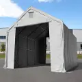 TOOLPORT 5x10 m telthall, PRIMEtex-PVC-presenning, grå, med statikk (betongunderlag)