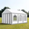 TOOLPORT 3x6 m partytelt, PVC-presenning, grå-hvit, med bunnramme