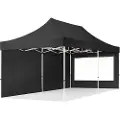 TOOLPORT 3x6 m stål, pop up partytelt, 2 sidepaneler, svart