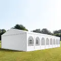 TOOLPORT 8x28 m partytelt, PVC-presenning, hvit, med bunnramme