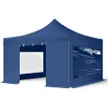 TOOLPORT 4x4 m stål, pop up partytelt, 4 sidepaneler, blå