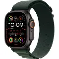 Apple Watch Ultra 2 - 49 mm - svart titan - smartklokke med Alpine Loop - tekstil - mørkegrønn - båndbredde: L - 64 GB - LTE, Wi-Fi 4, UWB, Bluetooth - 4G - 61.8 g