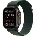Apple Watch Ultra 2 - 49 mm - svart titan - smartklokke med Alpine Loop - tekstil - mørkegrønn - båndbredde: S - 64 GB - LTE, Wi-Fi 4, UWB, Bluetooth - 4G - 61.8 g