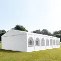 TOOLPORT 8x36 m partytelt, PVC-presenning, hvit, med bunnramme