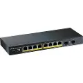 Zyxel GS1900-10HP - Switch - smart - 8 x 10/100/1000 (PoE+) + 2 x Gigabit SFP - stasjonær, veggmonterbar - PoE+ (77 W)