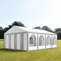 TOOLPORT 5x8 m partytelt, PVC-presenning, grå-hvit, med bunnramme