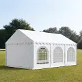 TOOLPORT 4x6 m partytelt, PVC-presenning, hvit, med bunnramme