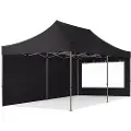 TOOLPORT 3x6 m stål, pop up partytelt, 2 sidepaneler, svart