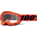 100% Goggles 100% ACCURI 2 ORANGE (Transparent Glass Anti-Fog, LT 88% -92%) (NEW)
