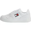 Tommy Hilfiger for woman. EN0EN02505 Retro Basket leather trainers white (36), Flat, Laces, Casual, Sport