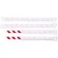 Barlife Sugerør Ø12x200 mm uden knæk enkeltpakket m/spids Bionedbrydelig Papir Rødstrib,100 stk/ps - (100 stk.)
