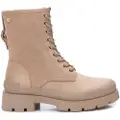 Xti for woman. 14202503-BEIGE Beige suede ankle boots (38), Brown, 3 to 5 cm, Laces, Zip, Casual, Imitation leather
