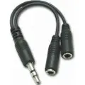 PremiumCord Jack 3,5 mm - Jack 3,5 mm x2 kabel 0,1 m svart (kjr-02a)