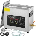 Vevor 6L oppgradert ultralydrenser (400W varmeapparat, 180W ultralyd) profesjonell digital ultralydrenser for laboratoriedeler med varmetimer for rengjøring av smykker, briller, instrumenter