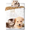 Faro Hund og kat bedste venner Sengetøj 140x200 cm - 100 procent bomuld