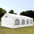 TOOLPORT 4x8 m partytelt, PE-presenning, hvit, med bunnramme