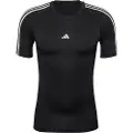 Adidas Techfit 3 Stripes Kortarmet T-skjorte