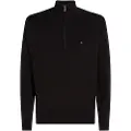 Tommy Hilfiger for man. MW0MW37331 Half-zip pullover with embroidered logo black (XXL), Casual, Cotton