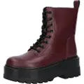 Calvin Klein Jeans for woman. YW0YW01535 Maroon platform leather ankle boots (38), 1 to 3 cm, Laces, Casual