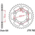 JT Sprockets 525 Jtr76543 Steel Bakre Tannhjul