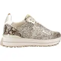 Liu Jo for woman. BF4001TX00701127 Trainers with platform and gold glitter (38), Leather, 3 to 5 cm, Laces, Casual