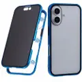 Mtp Products iPhone 16 Magnetisk Deksel med Herdet Glass - Privacy - Blå