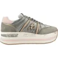 Premiata for woman. BETH Leather Sneakers Beth green (37), 3 to 5 cm, Laces, Casual