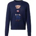 Ralph Lauren for man. 710946137001 Cotton and linen jumper with navy Bear Polo shirt (M), Casual