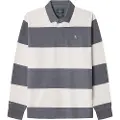 Hackett London for man. HM570840 Polo Rugby Stripes grey (L), Casual, Cotton, Long sleeve
