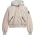 Superdry for woman. W5011654A Beige hooded bomber jacket with hood (L), Casual, Nylon, Long sleeve