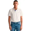 Gant for man. 2062026 Off-white contrast piqué polo shirt (S), Casual, Cotton, Classic, Short sleeve