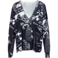 Desigual for woman. 24WWJF61 Printed knitted jumper black texts (M), Casual, Viscose, Long sleeve