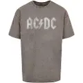 Mc Clothes Acdc Logo Acid Washed Oversized Kortarmet T-skjorte