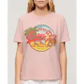Superdry for woman. W1011401A Relaxed cut T-shirt with pink LA graphic (XXS), Casual, Short sleeve, Sustainable, Recycled Cotton