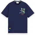 Scotch & Soda Placed Swan Artwork Kortarmet T-skjorte