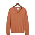 Gant for man. 8050209 Extra fine merino wool jumper with brown v-neck collar (L), Casual