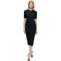 Superdry for woman. W8011766A Short sleeve midi knitted dress engro (M), Black, Casual, Party, Classic, Modal