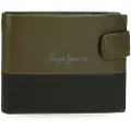 Pepe Jeans unisex. 7833333 Dual leather vertical wallet khaki green with click closure (OSFA), Casual